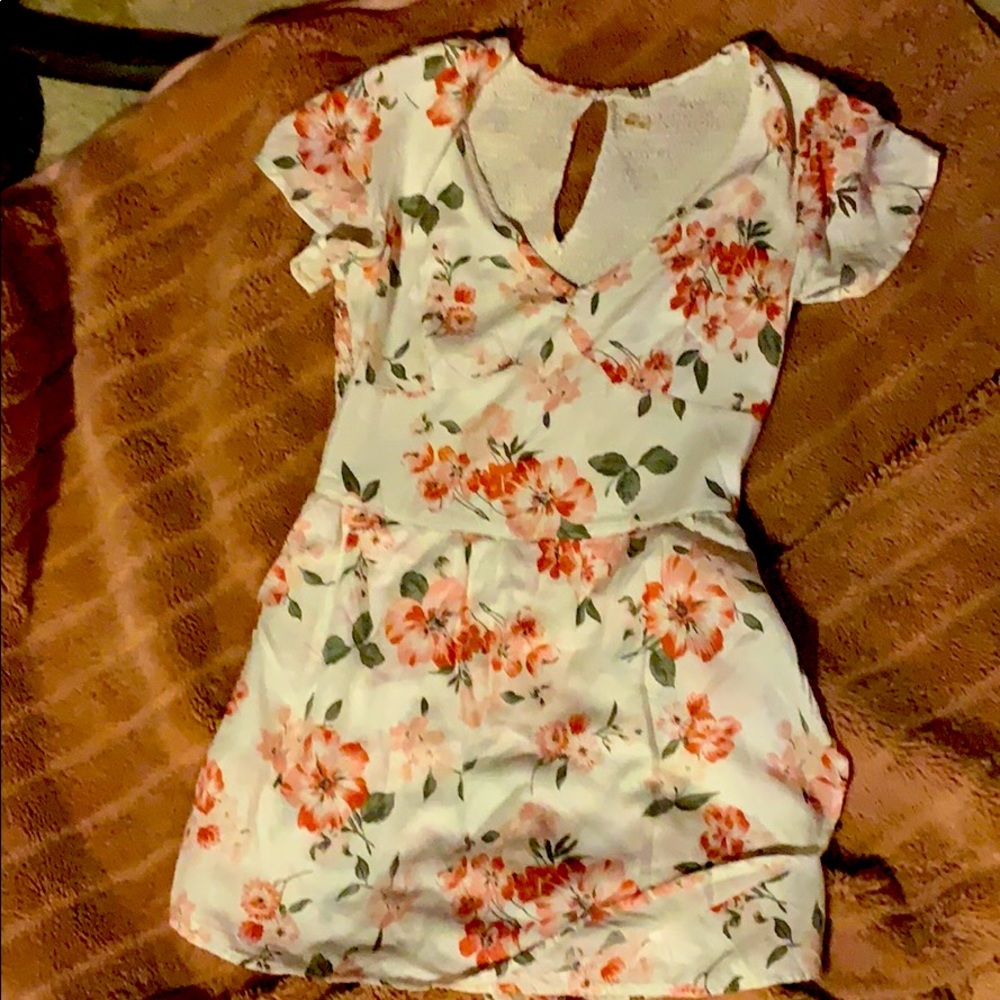 Hollister large floral romper with skirt wrap
